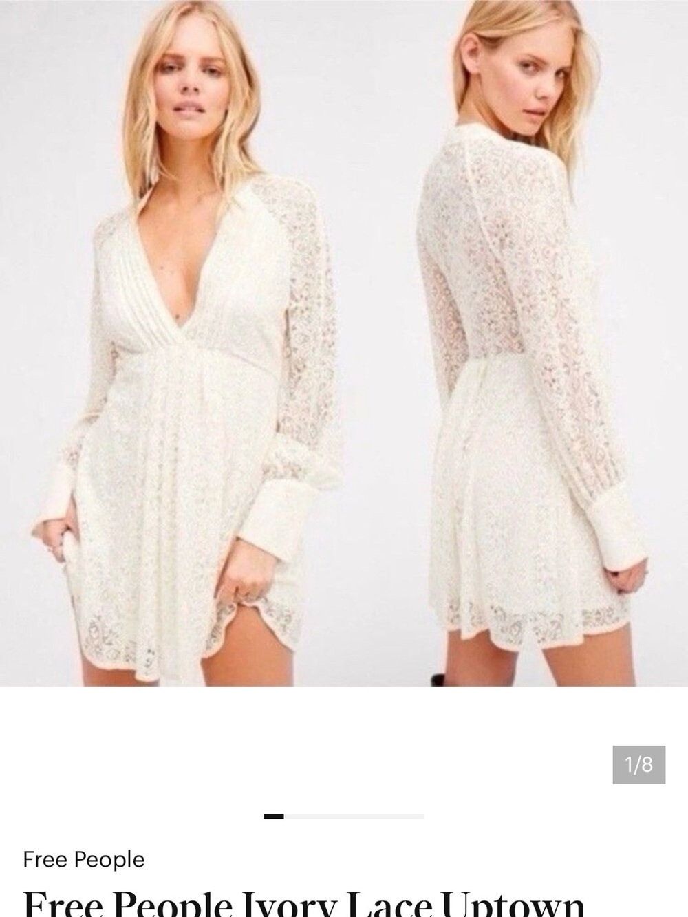 Crochet Lace Free People Dress w/ Deep V Neckline